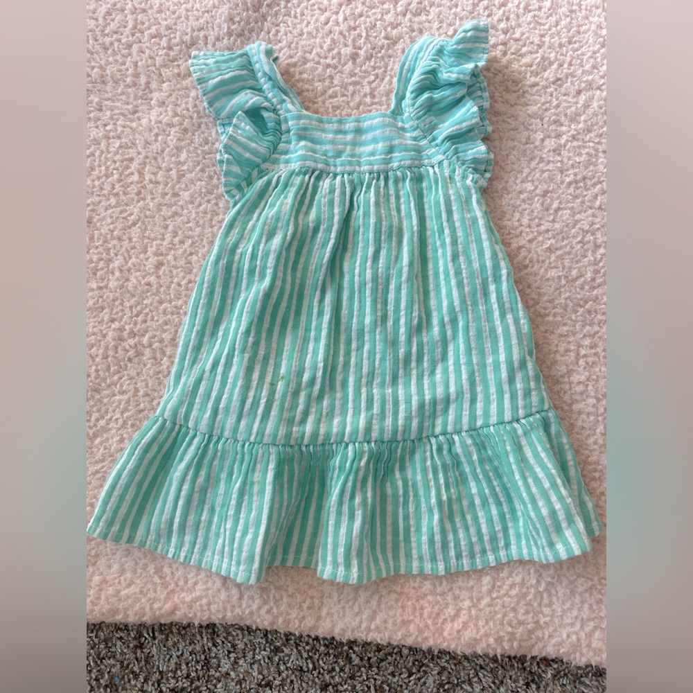Linen flutter sleeve dress
